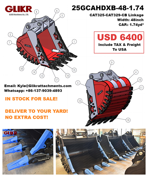 48in Heavy Duty Excavator Bucket fits CAT 329